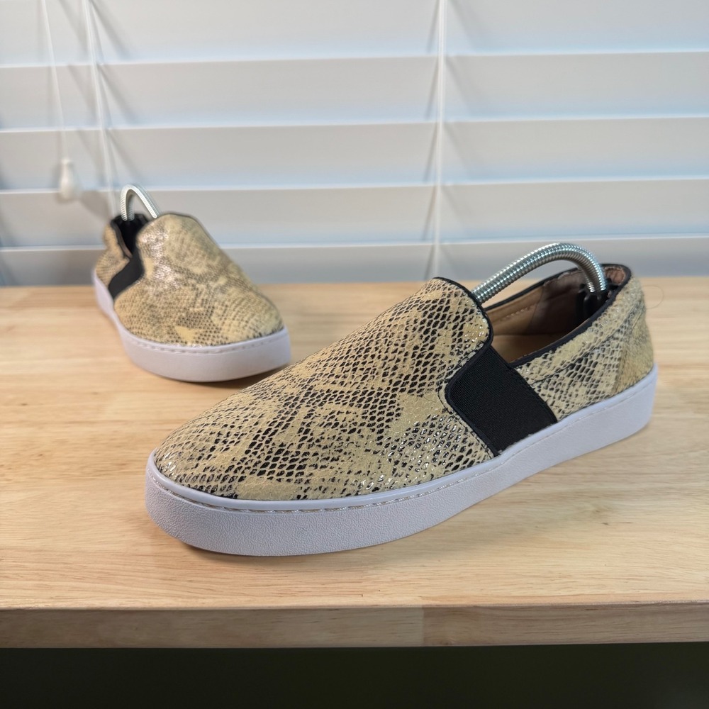 Vionic Demetra Sneakers Women's Gold Snake Embossed Leather Slip On Casual - 8.5